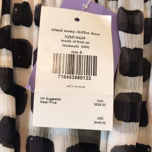 Kate Spade Island Stamp Chiffon Dress - Picture 6 of 12